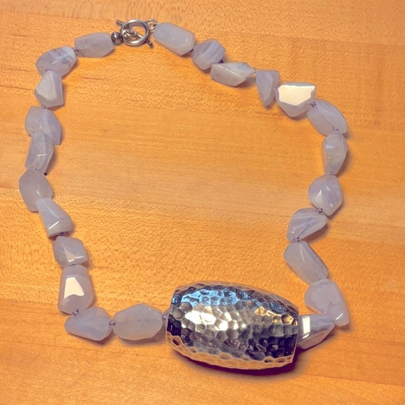 Agate and 925 Sterling silver necklace - Picture 2 of 8